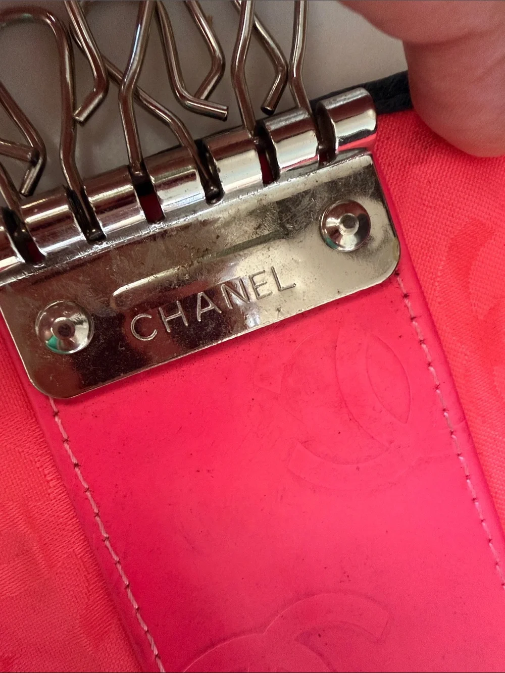 CHANEL Black Quilted Leather Trifold key Wallet with Glossy CC